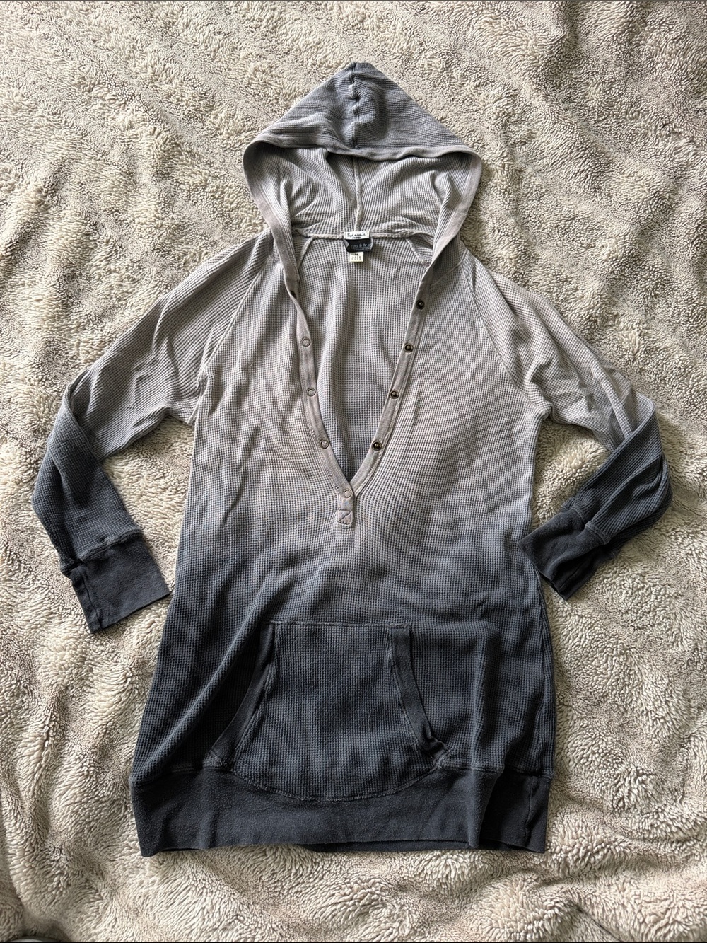 A Pea in the Pod Gray Ombre Hooded Waffle-Knit Pullover